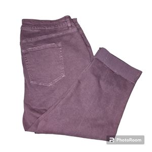 Lane Bryant Girlfriend Distressed Cropped Mauve Jeans in 18 NWT